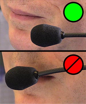Headset Mikrofon Positionierung um Popp-Geräusche zu minimieren
